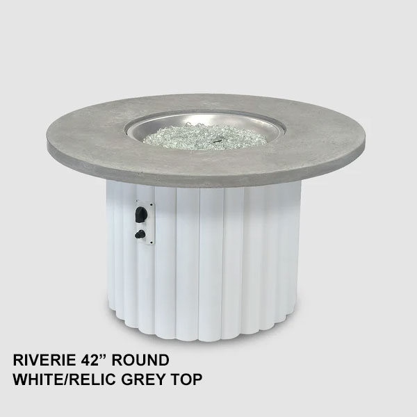 Riverie 42" White Base Round Fire Table by Outdoor Great Room - Image 8